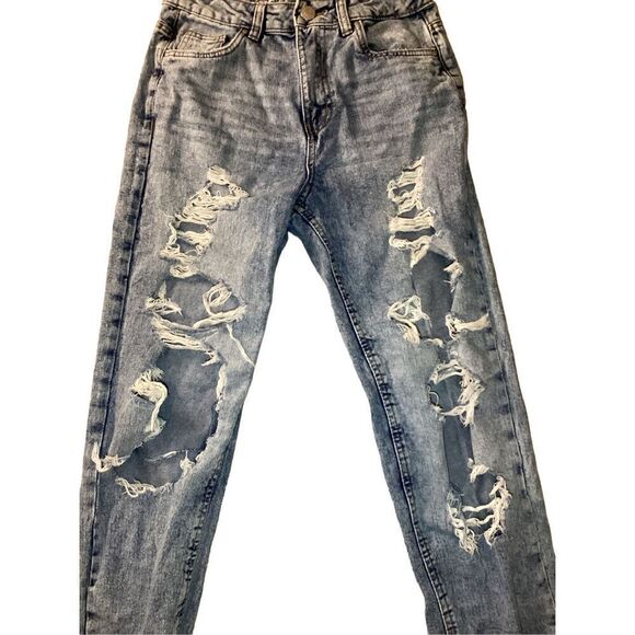Refuge Distressed Vintage High Rise Mom Jeans Destroyed Grunge Punk Preppy Denim - Picture 3 of 11